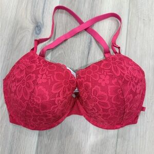 NWOT Victoria's Secret Red Lace Push-Up Bra with adjustable straps 34DDD